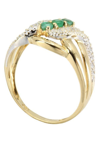Bague 54 BAGUE MODERNE ÉMERAUDES ET DIAMANTS 58 Facettes 044511