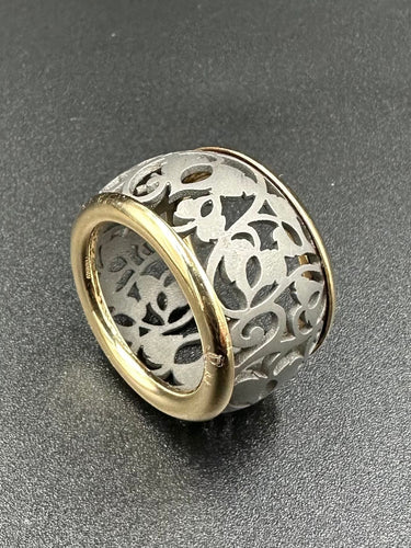 Bague 55 POMELLATO - Collection Arabesque, bague or rose et titane 58 Facettes