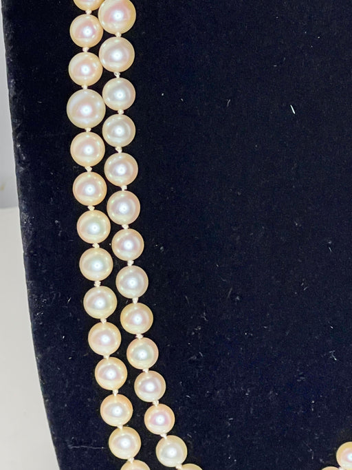 Collier Collier 2 rangs perles de culture 52 cm fermoir or et diamants 58 Facettes