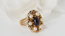 Ring Vintage garnet cabochon ring and pearls 58 Facettes 31803