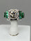 Bague 52 Bague Art Déco Platine, Diamant 1,55cts et Emeraudes 58 Facettes