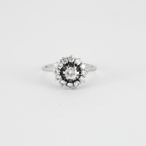 Bague Bague Fleur Or Gris Diamants 58 Facettes LOT E010