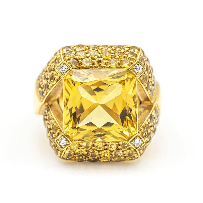 Bague 55.5 Bague Saphir Diamants Or jaune 58 Facettes D359730LF