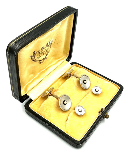 Cufflinks Pearl and onyx cufflinks 58 Facettes