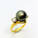 Ring 54 Pearl and Diamond Ring Yellow Gold 58 Facettes 20400000600