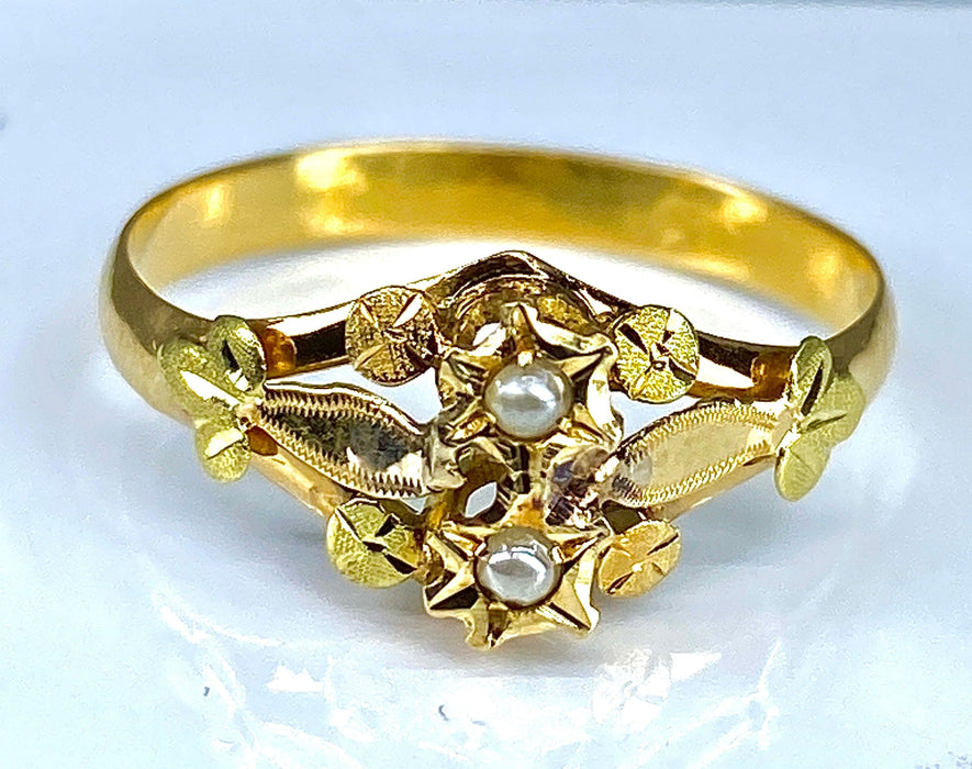 Bague 53 Bague or jaune et rose perles 58 Facettes AB180