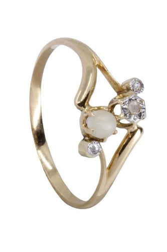 Bague 55 BAGUE NAPOLÉON III PERLE ET DIAMANTS 58 Facettes 061701