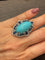 Bague 54 Importante bague Turquoise Diamants Saphirs 58 Facettes