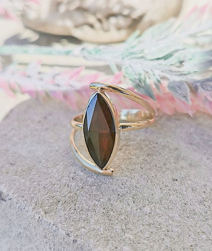 Bague Bague Marquise Grenat Or Jaune 58 Facettes AB 1072