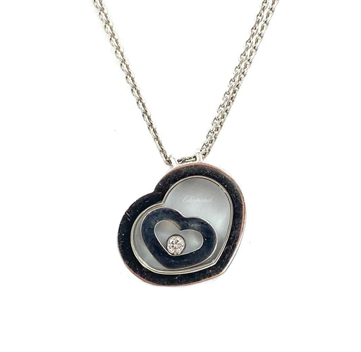 Collier Chopard. Happy Spirit, pendentif or blanc 18K et diamant 58 Facettes