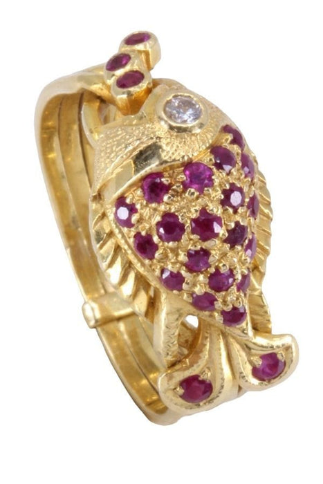 Bague 51 BAGUE POISSON RUBIS DIAMANT 58 Facettes 075461