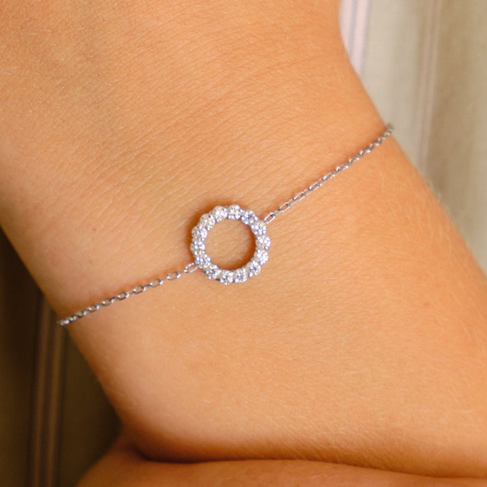 Bracelet Bracelet or blanc cercle de diamants 58 Facettes