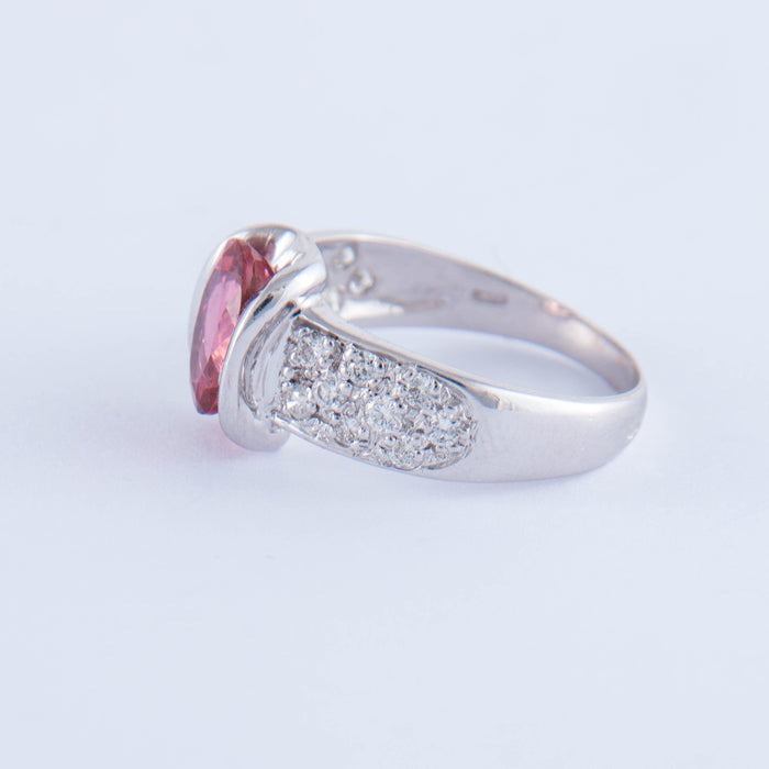 Bague 52.5 Bague Tourmaline rose Diamants 58 Facettes