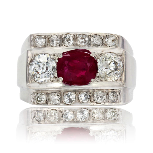 Bague 54 Bague rubis diamants art déco 58 Facettes 22-068