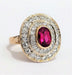Ring 48 Ruby ring surrounded by diamonds 58 Facettes TBU