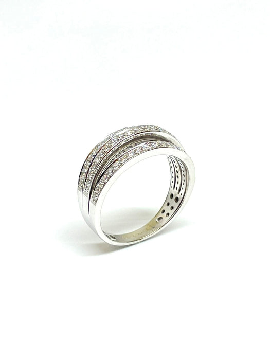 Bague Bague or blanc 2 lignes de diamants 58 Facettes