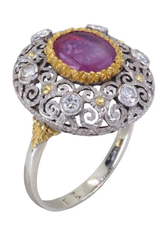 Bague BAGUE ANCIENNE RUBIS ET DIAMANTS 58 Facettes 066491