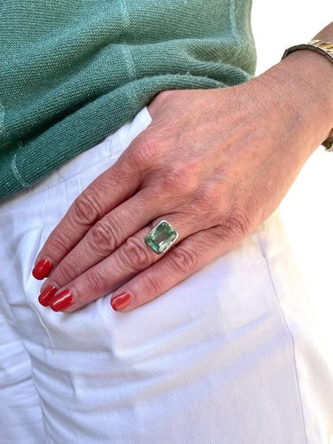 Bague BAGUE MODERNE TOPAZE VERTE 58 Facettes 051991