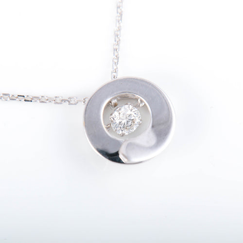 Collier Collier Pendentif Solitaire or blanc 58 Facettes JE703