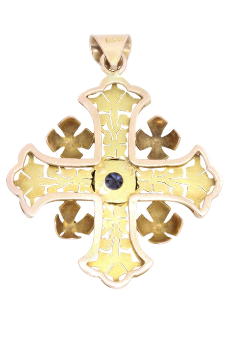 Pendentif CROIX ANCIENNE SAPHIR VIOLET 58 Facettes 046931