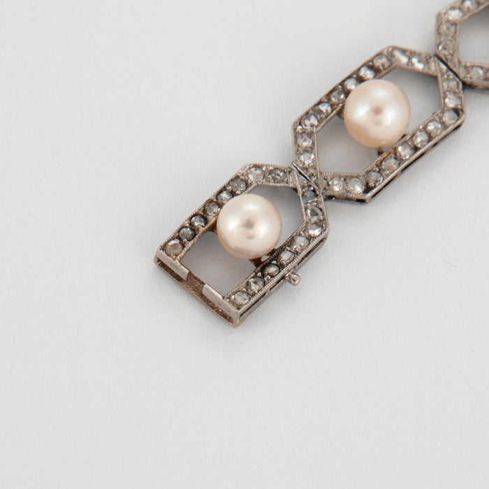 Bracelet Bracelet Art Déco Diamants Perles 58 Facettes