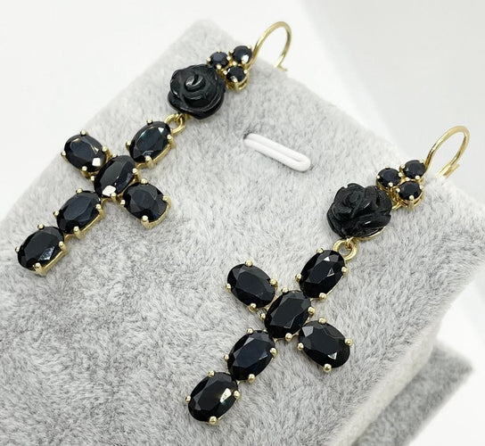 Boucles d'oreilles Dolce & Gabbana - Boucles Devotion Saphirs Jais 58 Facettes