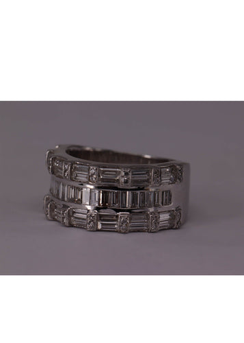 Bague Bague triple Or blanc et Diamants 58 Facettes RNG2650