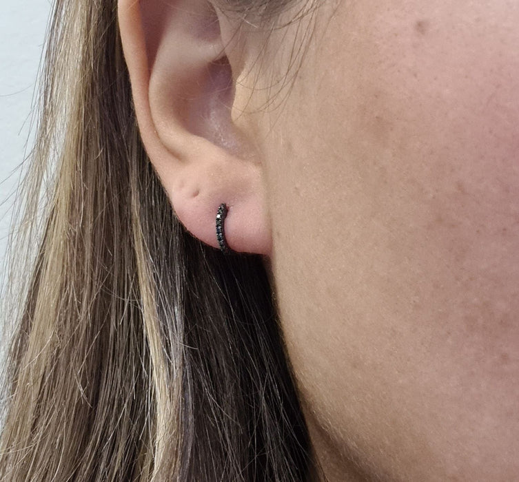 Boucles d'oreilles Créole en Or gris, Diamants noirs 58 Facettes