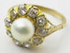 Bague 55 Vintage 14 karat Gold Cluster Ring, Pearl and old European cut Diamonds 58 Facettes
