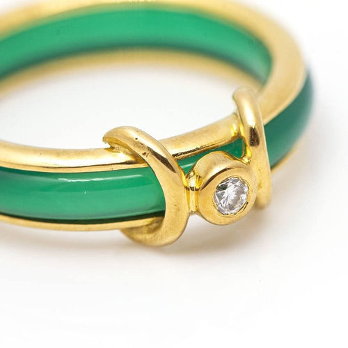 Bague 53 Bague Or jaune Agate Diamant 58 Facettes D359895JC