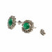 Earrings Art Deco style platinum rosette earrings with diamonds and emerald 58 Facettes Q13B