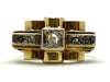 Ring 56 Art Deco Tank ring in yellow gold, platinum and diamonds 58 Facettes 24/10-10