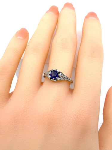 Bague Bague 1900 Platine Saphir et Diamants 58 Facettes