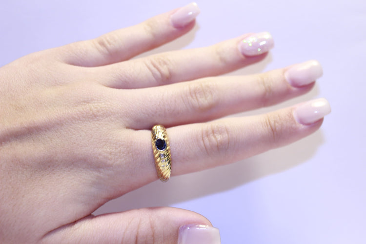 Bague 58 Bague Diamants et Saphir 58 Facettes