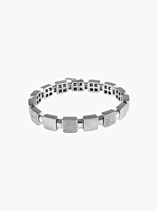 Bracelet Bracelet Carrés Or Blanc Diamants 58 Facettes