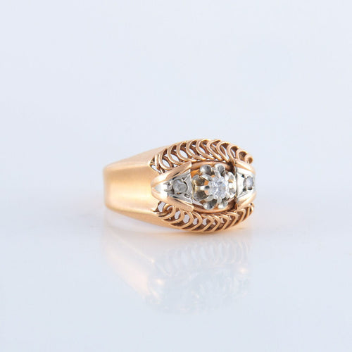 Bague 45.5 Bague Chevalière Diamants 58 Facettes JE130