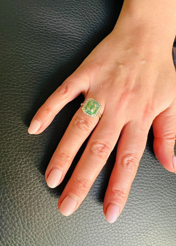 Bague Bague style Art Déco Emeraudes Diamants 58 Facettes 1
