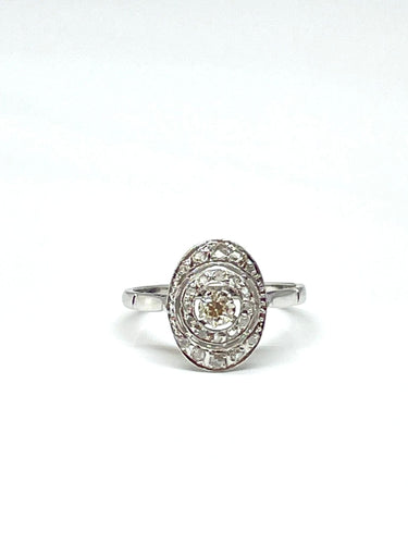 Bague Bague ancienne plateau ovale diamants 58 Facettes