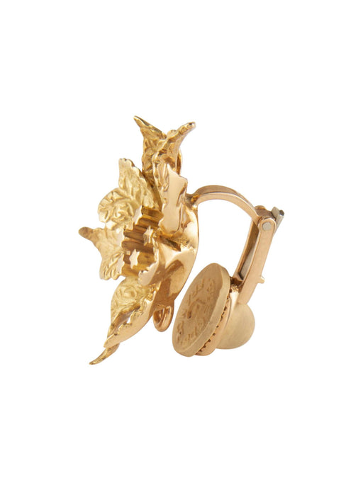 Boucles d'oreilles Hermès - Clips d'oreilles Fleur Or Jaune 58 Facettes