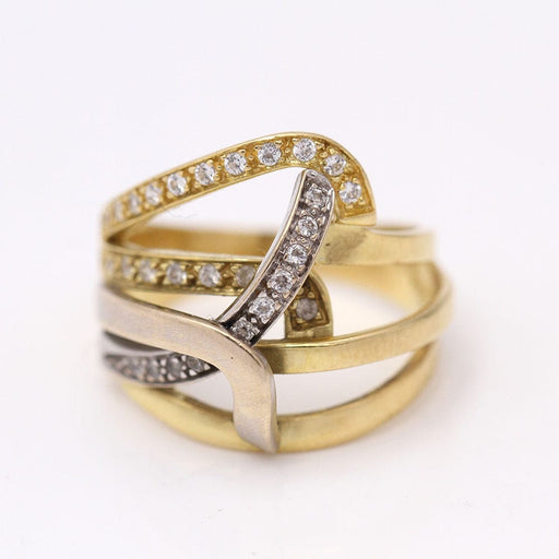 Ring 53 Intertwined ring 2 Golds with zircons 58 Facettes E360509