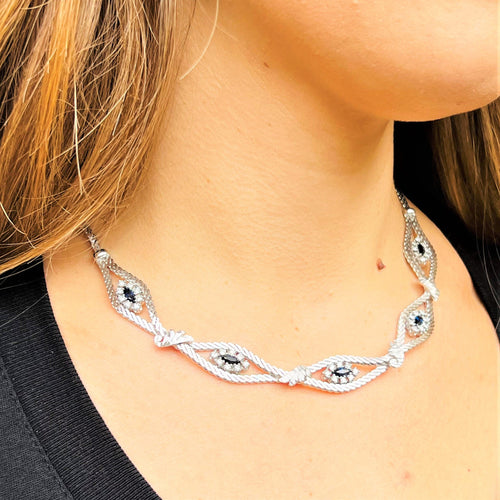 Collier Collier Saphirs Diamants Or blanc 58 Facettes 20400000676