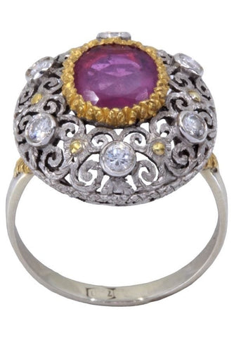 Bague BAGUE ANCIENNE RUBIS ET DIAMANTS 58 Facettes 066491