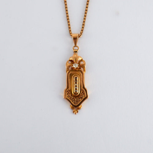 Collier Pendentif et chaîne or rose Diamant Perles 58 Facettes P7L12