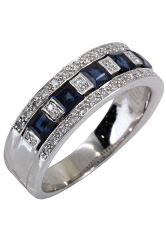 Bague BAGUE MODERNE SAPHIRS ET DIAMANTS 58 Facettes 058721