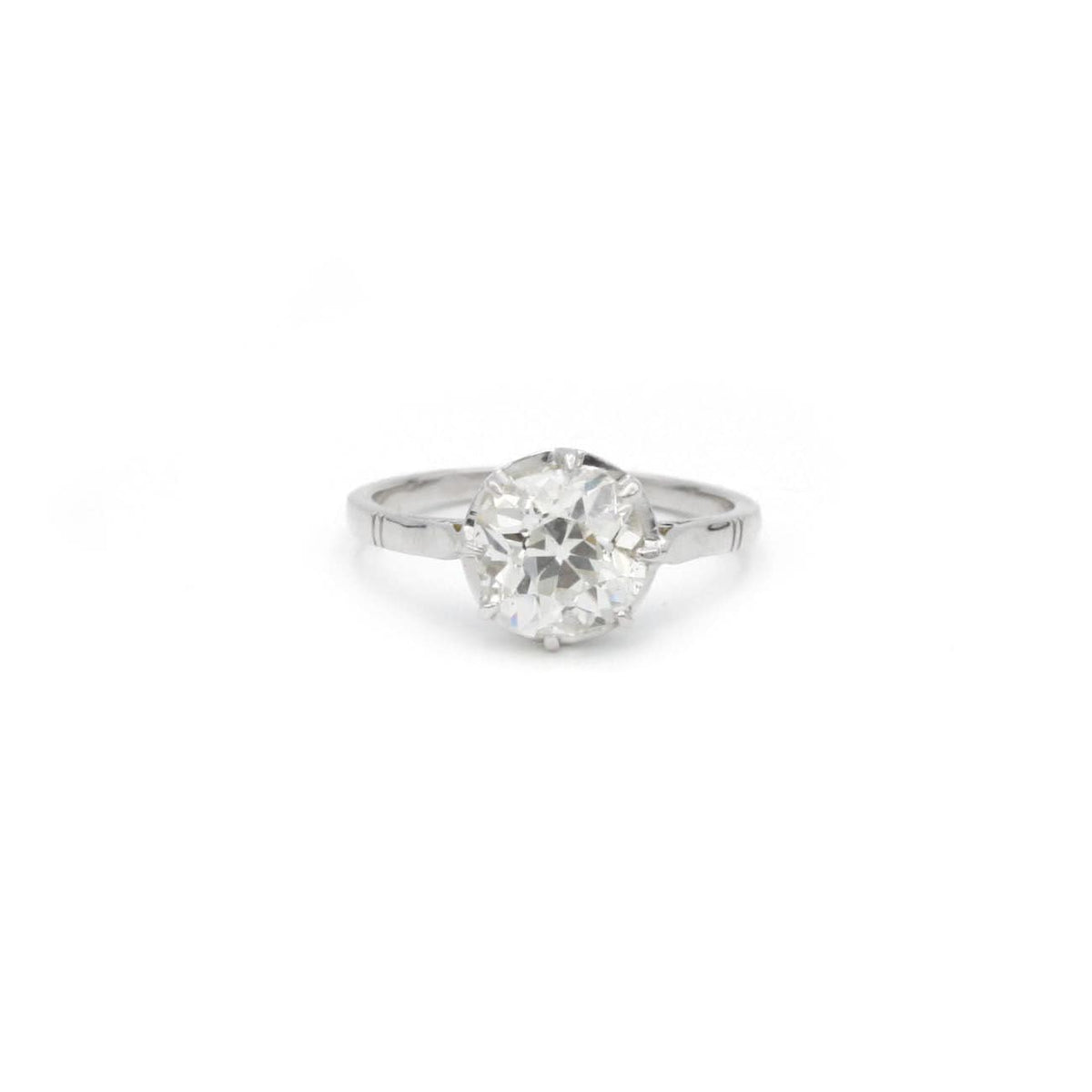 Bague Solitaire Platine Diamant taille coussin 2.45ct — 58 Facettes