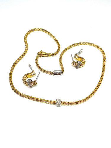Collier Parure 2 pièces signée FOPE en or 18 carats et diamants 58 Facettes