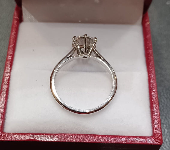 Bague 51.5 Solitaire en Or gris & Diamant 58 Facettes