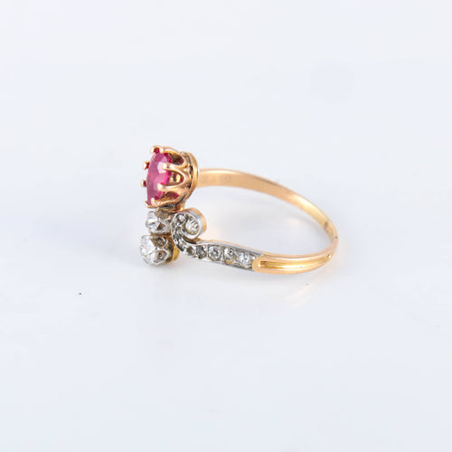 Bague 55.5 Bague Duchesse Diamants Rubis de synthèse 58 Facettes