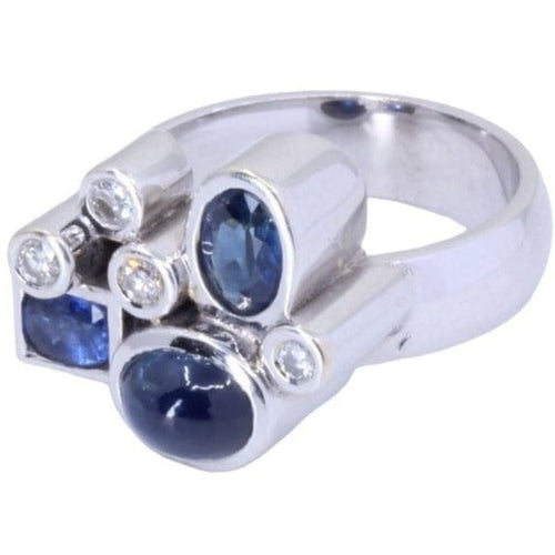 Bague 55.5 Bague moderne Or jaune Saphirs Diamants 58 Facettes 077201