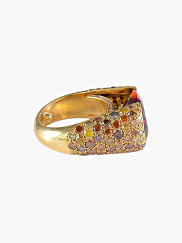 Bague 52 Bague Tourmaline cuivrée Diamants 58 Facettes